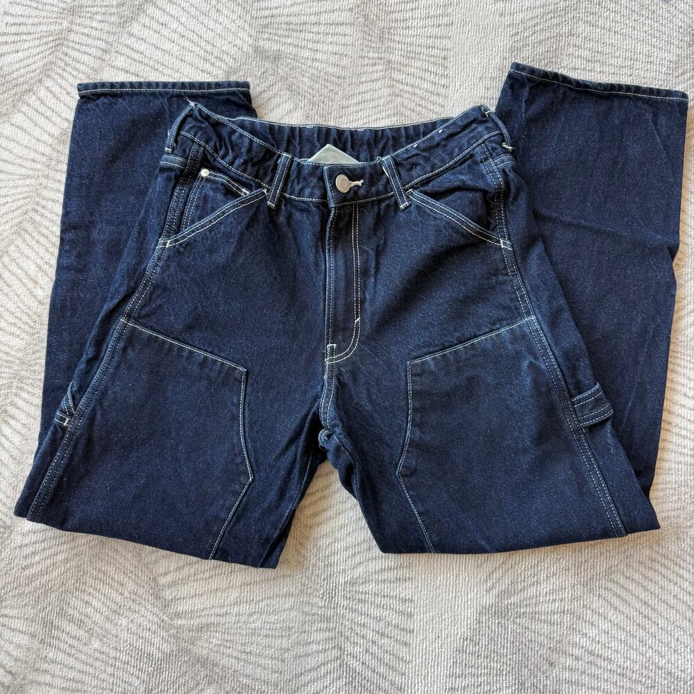 H&M Boys Baggy Carpenter Jeans Size 18 Dark Wash Utility Denim